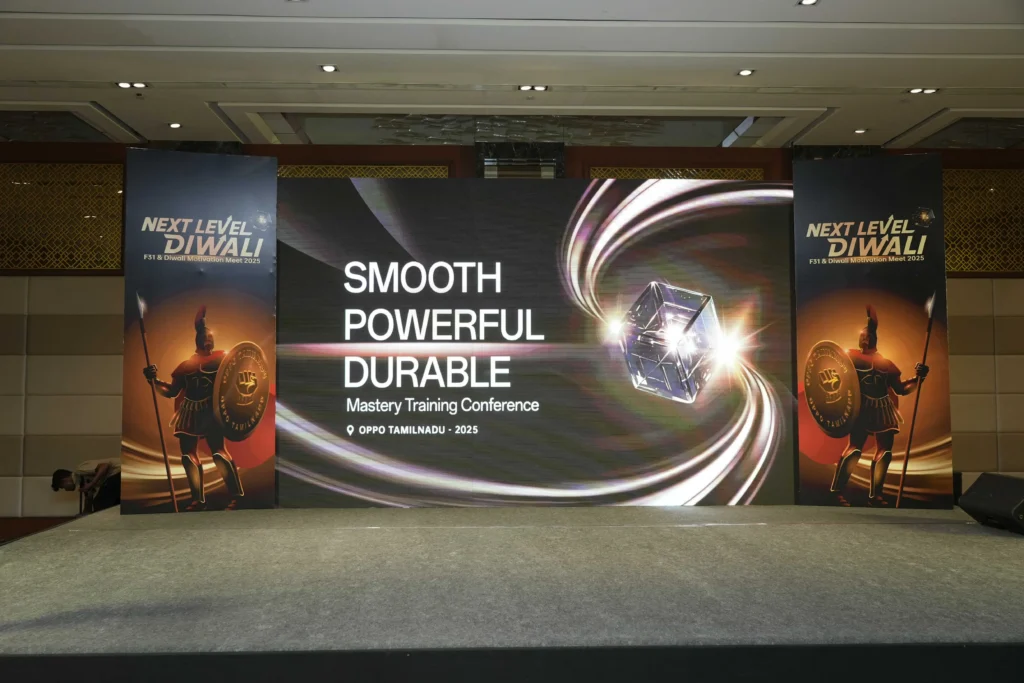 Custom-branded stage design at the Oppo product launch