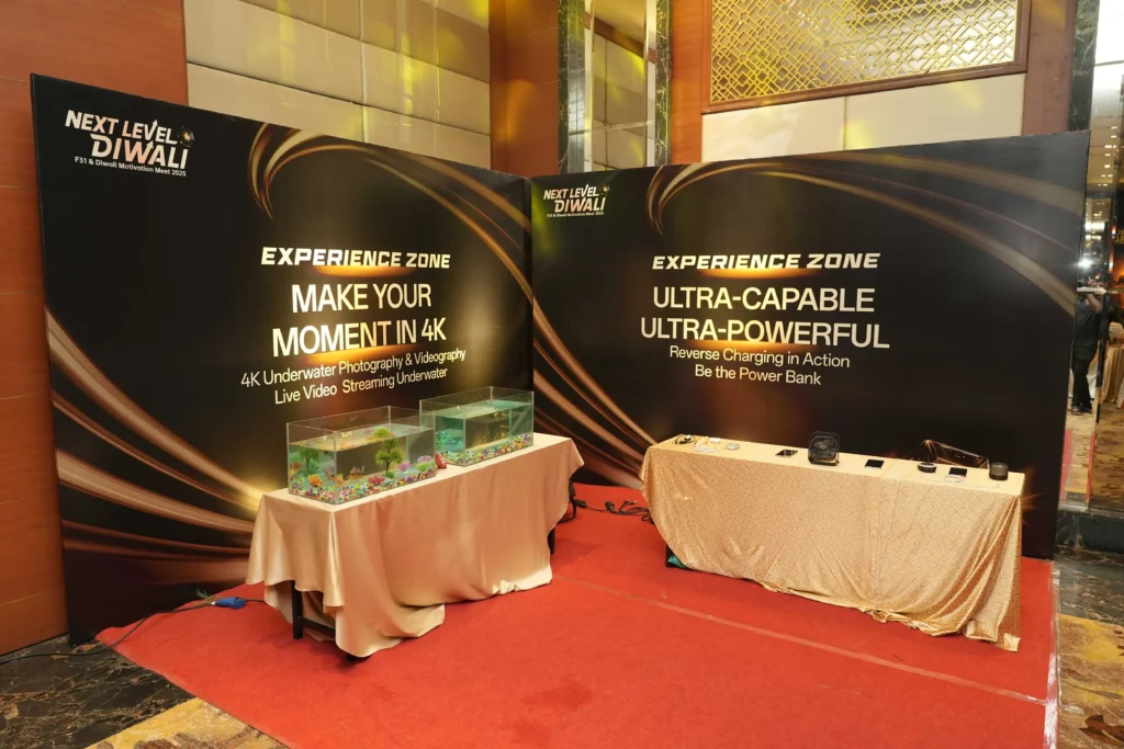 Interactive product demo zones engaging Oppo guests