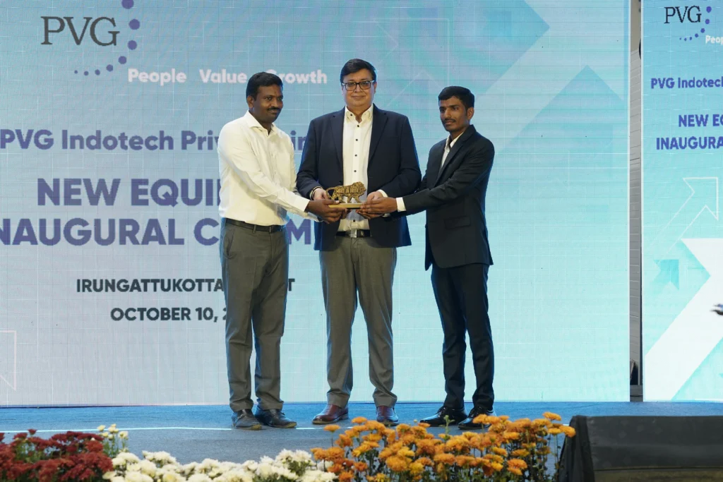 Corporate Event Management for Factory Inauguration – Award presentation on stage during the ceremony