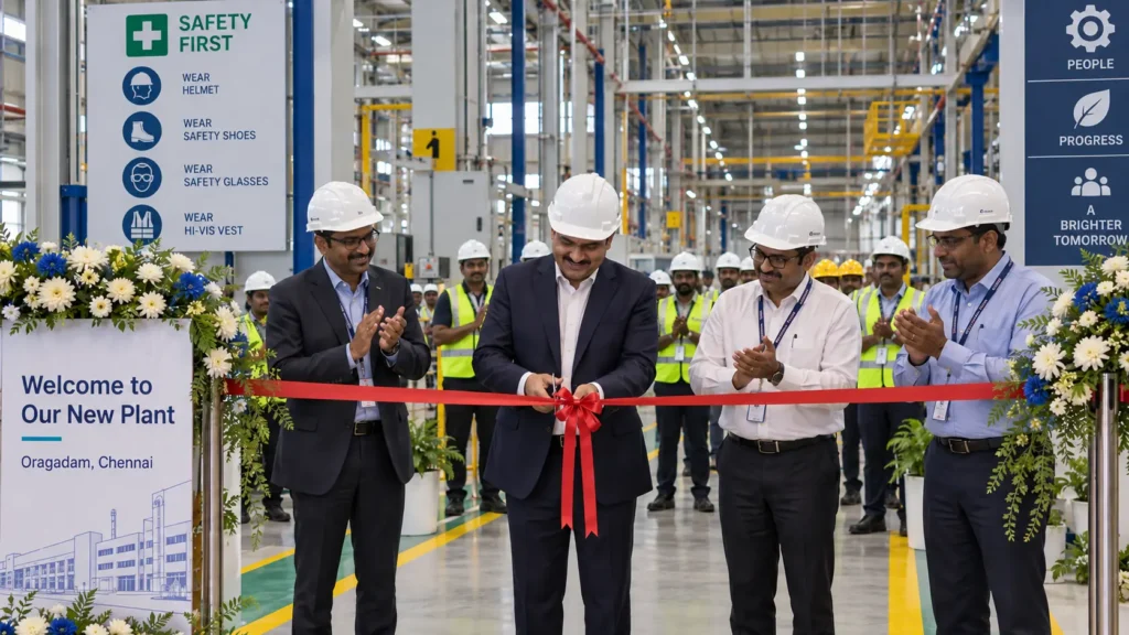 Factory inauguration event with safety rules near Oragadam